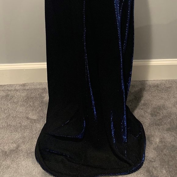 Jaslene ladies black & metallic blue spaghetti strap evening-gown - Picture 8 of 9